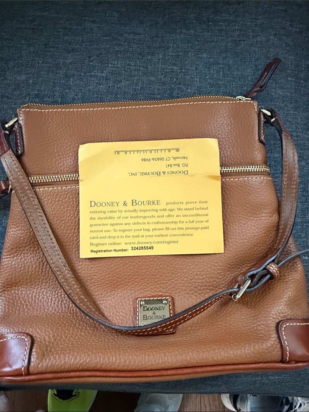 Dooney & Bourke Tan Pebble Grain Crossbody with Gold Hardware - Picture 4 of 5